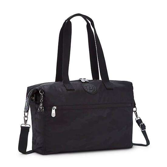 Sac Ordinateur Portable Kipling Ilia Tote Bag Noir Camouflage | FR 1914IL